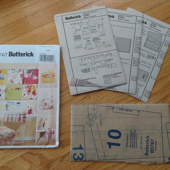 Craft Room Organizer Sewing Pattern Chair Seat Cushion Wall Pockets Butterick 57 - Picture 10 of 11